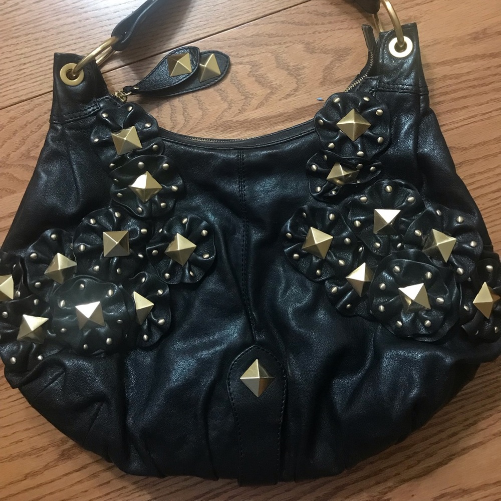 Isabella Fiore Studded Lambskin Hobo Bag NWT